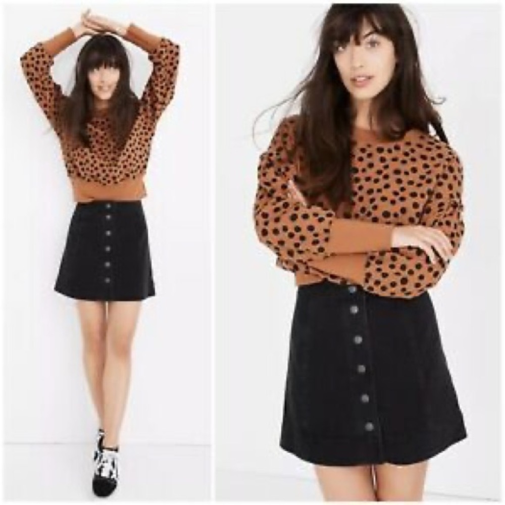 Madewell snap front denim mini skirt